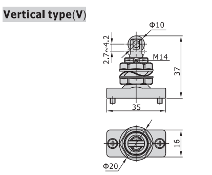 CM3V05 AIRTAC MANUAL VALVES, CM3 SERIES VERTICAL TYPE<BR>COMPACT 3 WAY 2 POSITION N.C, M5 PORTS